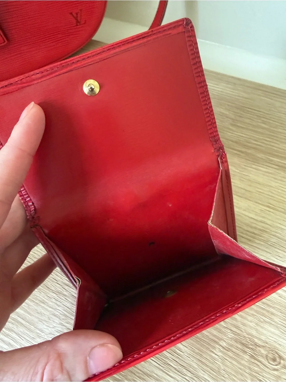 Louis Vuitton Red Epi Leather Crossbody with Matching Wallet **has call-outs**